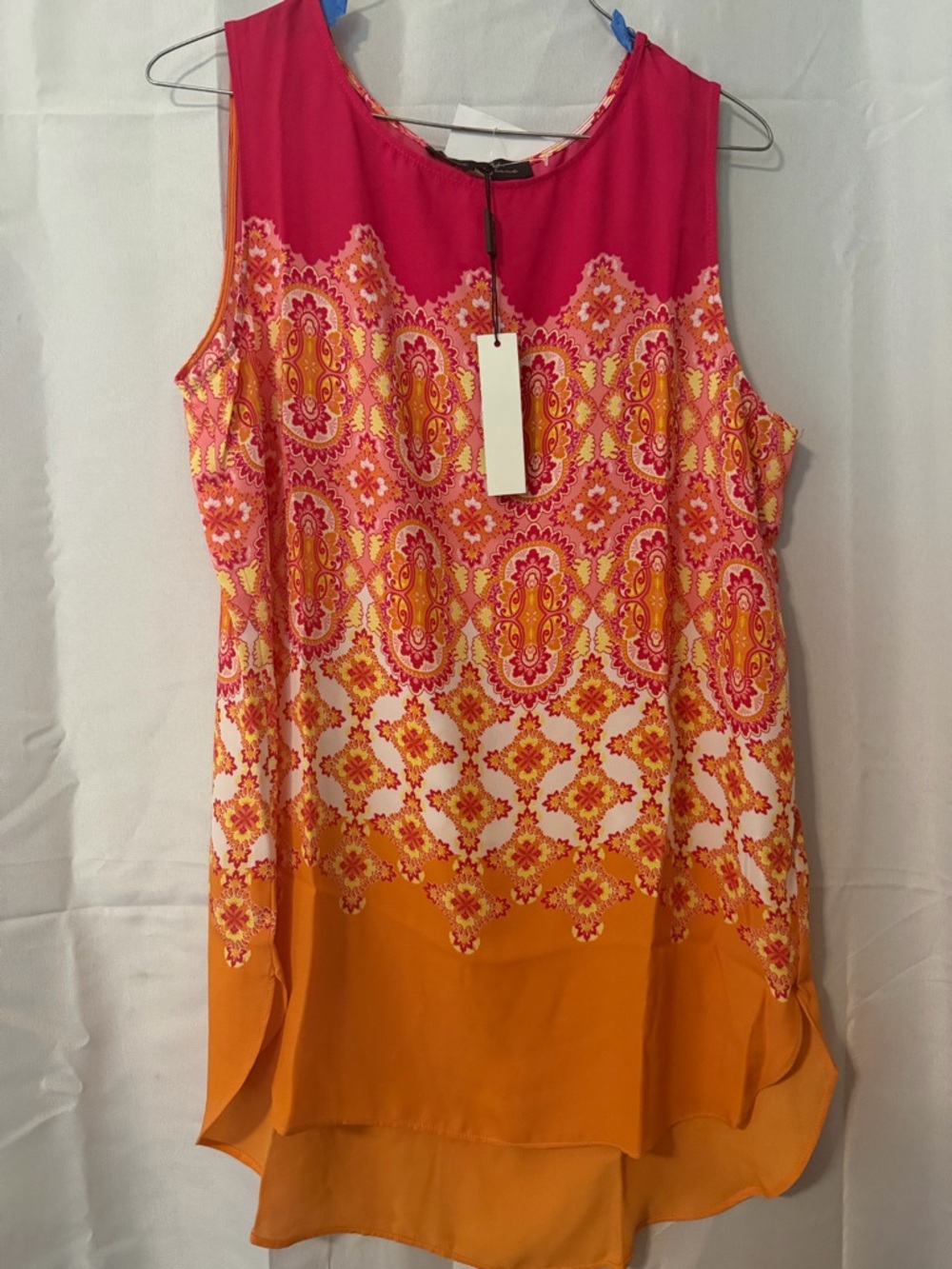 Sleeveless Pink and Orange Print Women's Top